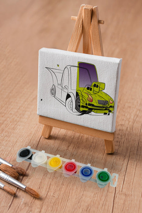 Sevimli Yeşil Araba, Erkek Çocuğu Eğitici Tuval Boyama Hobi Seti 9191