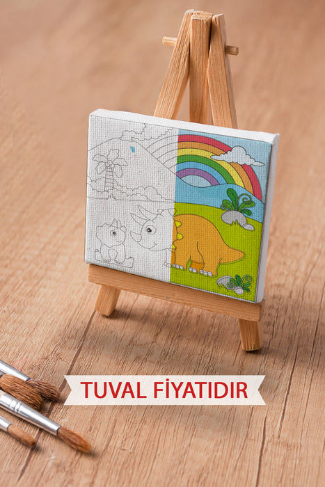 Sevimli Gergedan ve Yavrusu Ön Çizimli Boyama Tuvali 9096