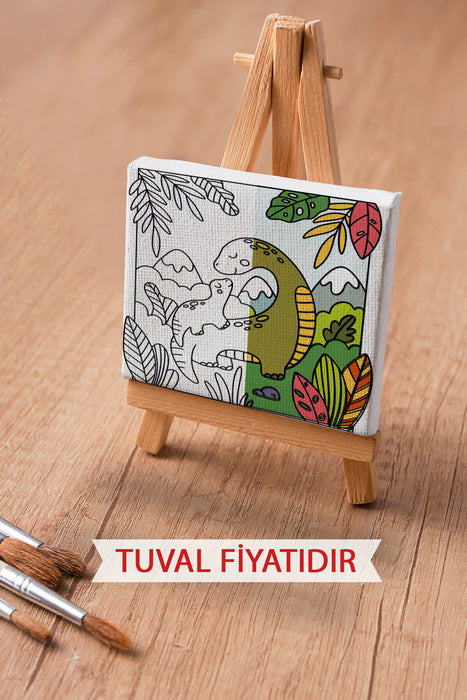 Sevimli Yavru Dinazor Ön Çizimli Boyama Tuvali 9143