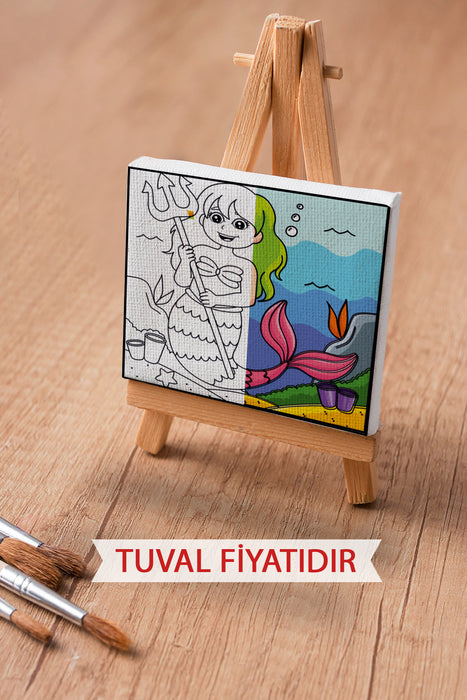 Sevimli Denizkızı Ön Çizimli Boyama Tuvali 9187