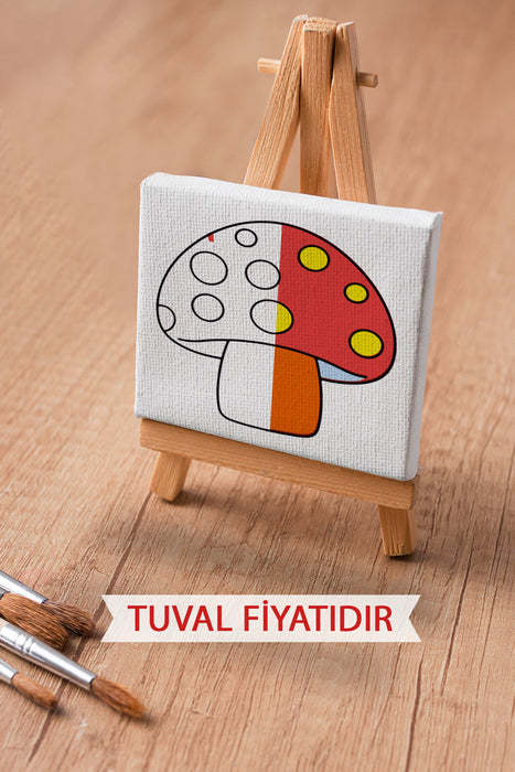 Sevimli Mantar Ön Çizimli Boyama Tuvali 9190