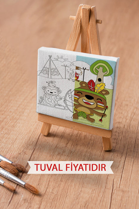 Sevimli Kızılderili Kabilesi Ön Çizimli Boyama Tuvali 9124