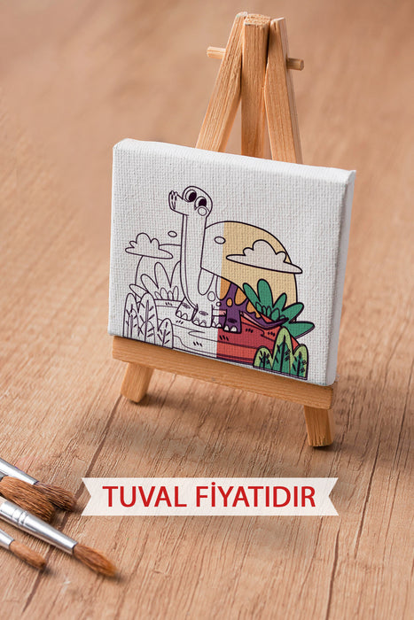 Sevimli Dinazor Ön Çizimli Boyama Tuvali 9112