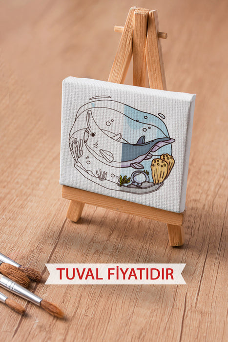 Köpek Balığı Ön Çizimli Boyama Tuvali 9138