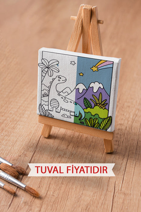 Sevimli Yavru Dinazor Ön Çizimli Boyama Tuvali 9144