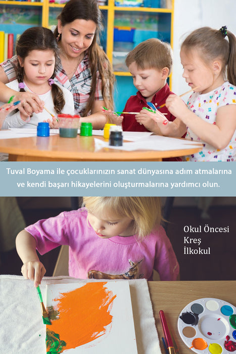 Sevimli Yunuslar ve Uzay Gemisi Ön Çizimli Boyama Tuvali 9016