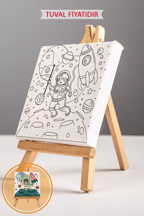 Sevimli Asronot Ön Çizimli Boyama Tuvali 9129