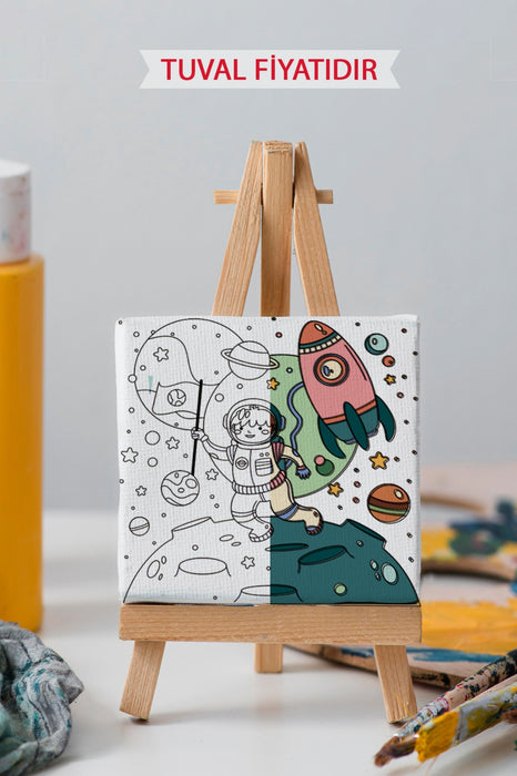Sevimli Asronot Ön Çizimli Boyama Tuvali 9129