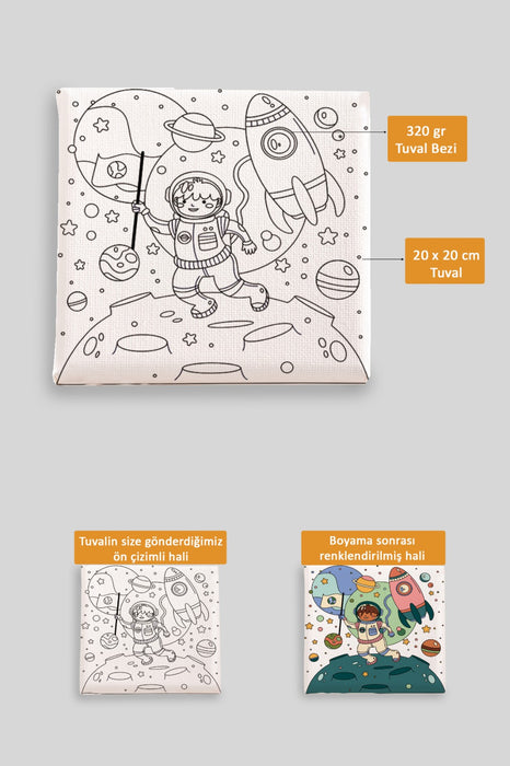 Sevimli Asronot Ön Çizimli Boyama Tuvali 9129