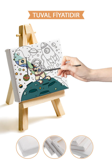 Sevimli Asronot Ön Çizimli Boyama Tuvali 9129