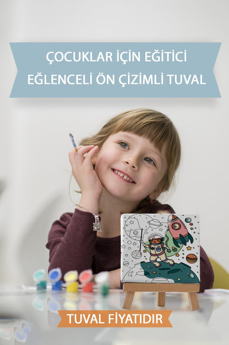 Sevimli Asronot Ön Çizimli Boyama Tuvali 9129