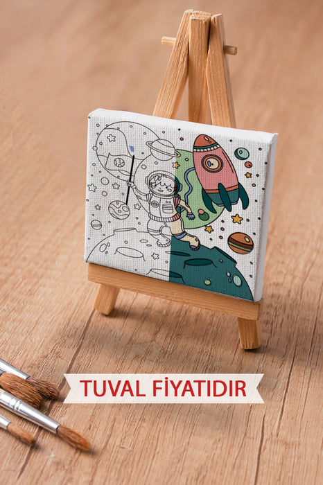 Sevimli Asronot Ön Çizimli Boyama Tuvali 9129